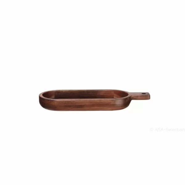 Brandneu 🔔 Asa Selection Germany Asa Selection Wood Flache Akazienholz Schale Mit Griff Oval ❤️ 3